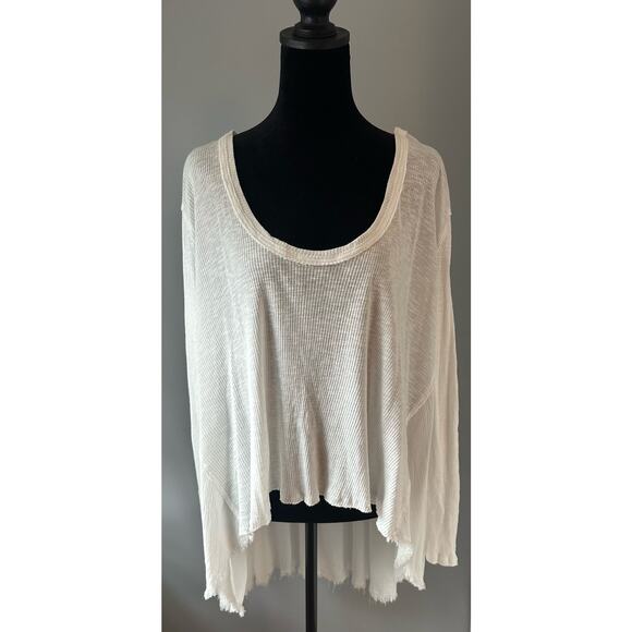 Free People Tops | New Free People Tt Special Tee Ribbed High Low White Small - Picture 1 of 7